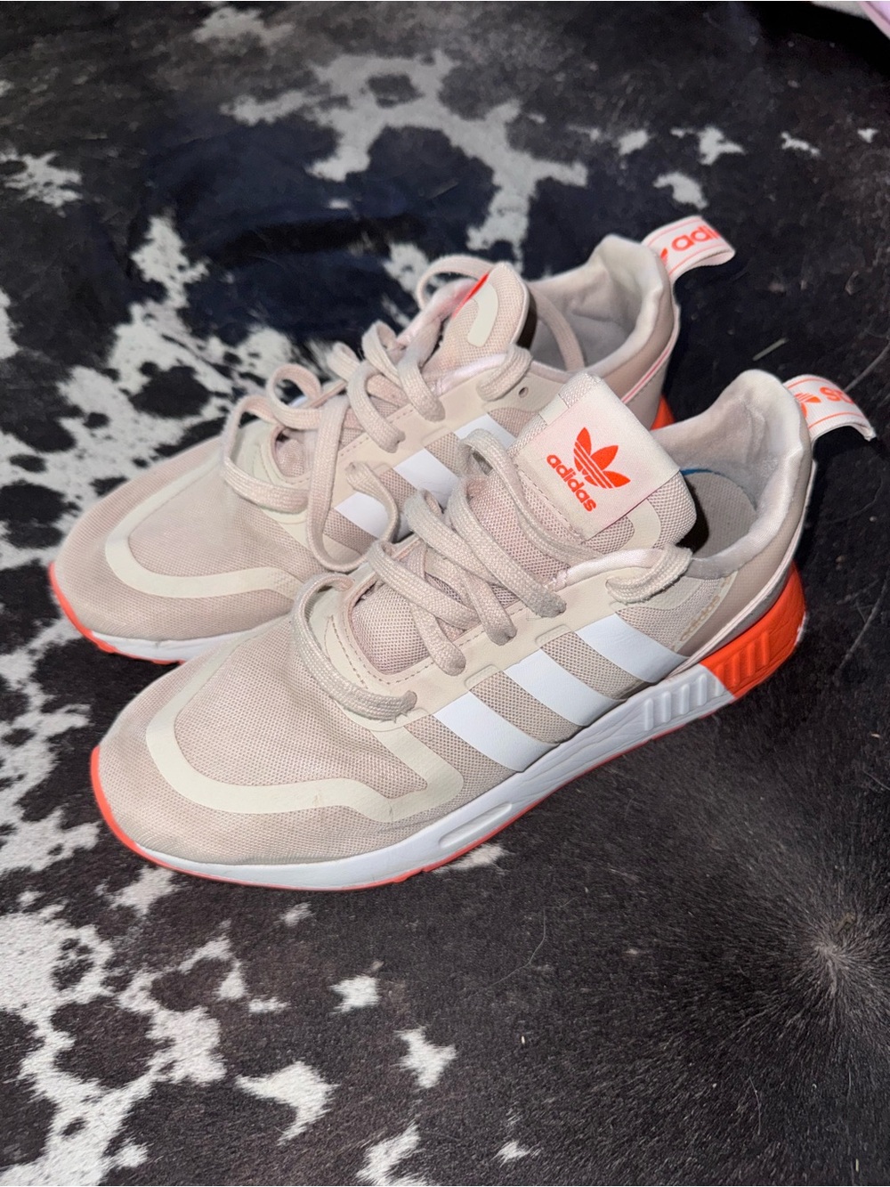 adidas Women’s Light Beige Sneakers with Orange Accents